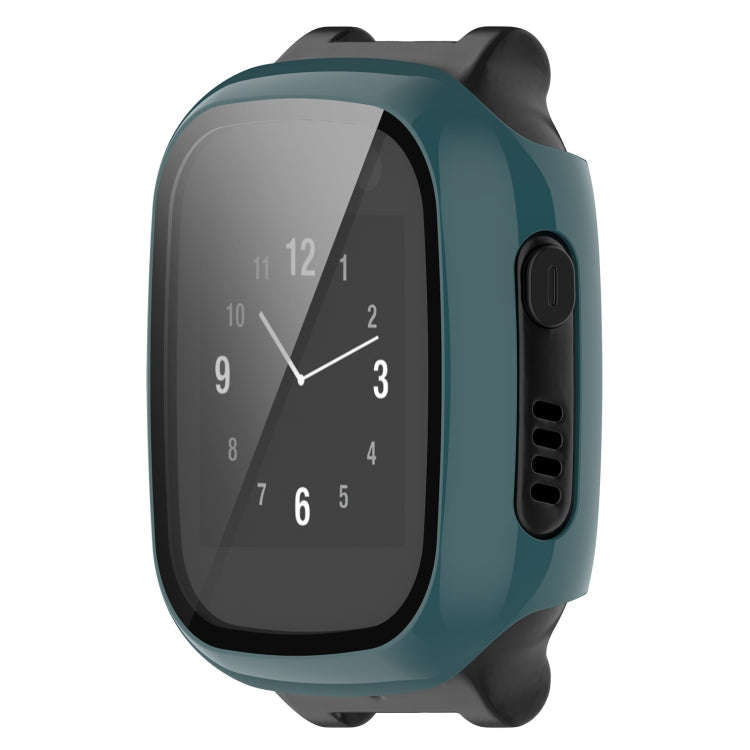 For Xplora X5 Play Children Watch PC + Tempered Film Integrated Protective Watch Case(Pine Green)