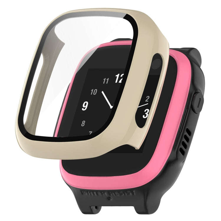 For Xplora X5 Play Children Watch PC + Tempered Film Integrated Protective Watch Case(Ivory White)