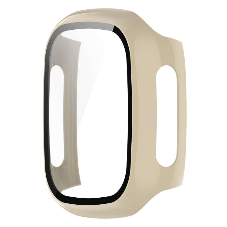 For Xplora X5 Play Children Watch PC + Tempered Film Integrated Protective Watch Case(Ivory White)