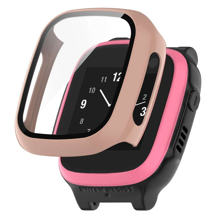 For Xplora X5 Play Children Watch PC + Tempered Film Integrated Protective Watch Case(Pink)