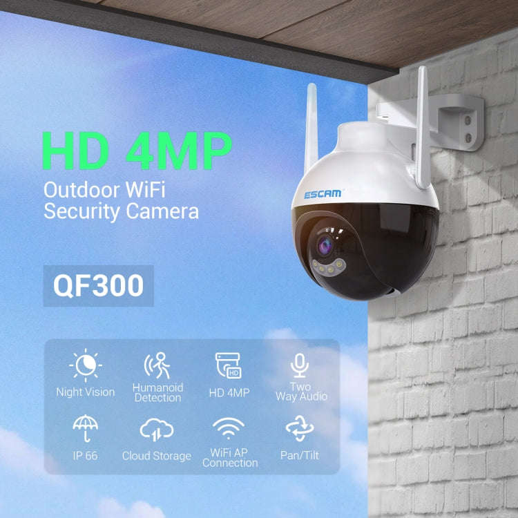 ESCAM QF300 4MP Smart WiFi IP Camera Support AI Humanoid Detection/Auto Tracking/Cloud Storage/Tw...