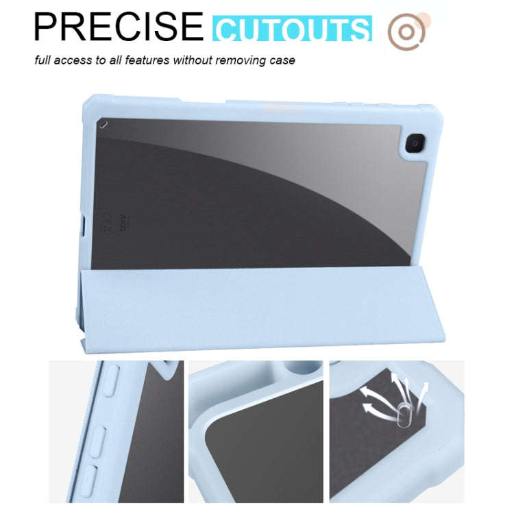 For Samsung Galaxy Tab S6 Lite 2020/2022 Acrylic 3-folding Smart Leather Tablet Case(Sky Blue)