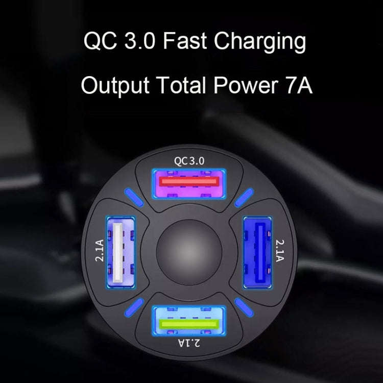 TE-094 4 in 1 Cigarette Lighter Conversion Plug Multi-function USB Car Fast Charger(Black)