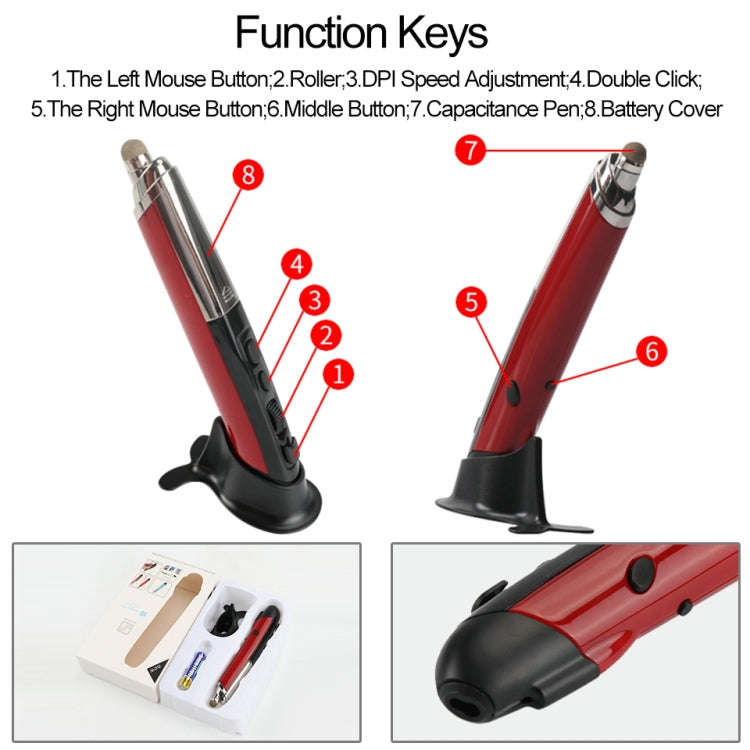 PR-08 Multifunctional Wireless Bluetooth Pen Mouse Capacitive Pen Mouse(Black)