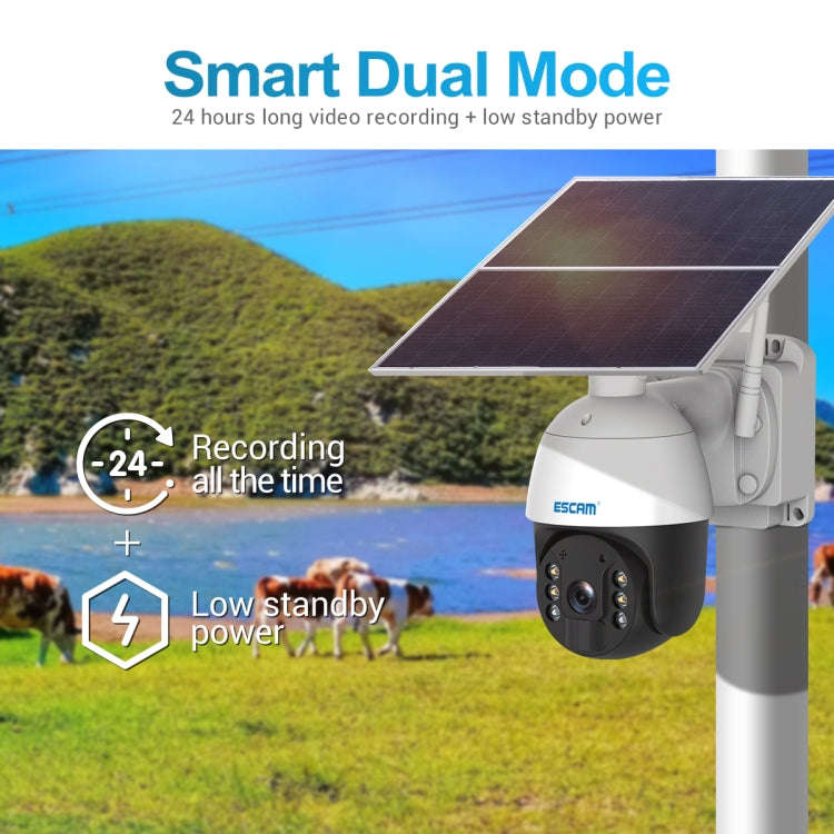 ESCAM QF724 3MP 24h Recording Cloud Storage PT 4G PIR Alarm IP Camera with Solar Panel, US Signal...