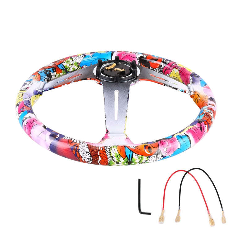 35cm Car Racing Graffiti ABS Steering Wheel(Style 2)