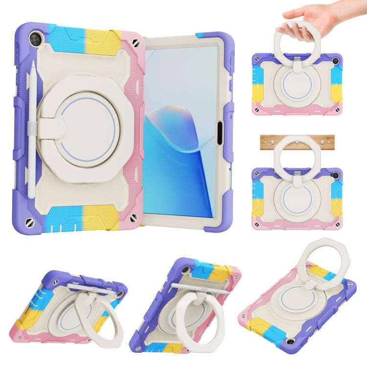 For Huawei MatePad T 10s / T10 Armor Contrast Color Silicone + PC Tablet Case(Rainbow Pink)