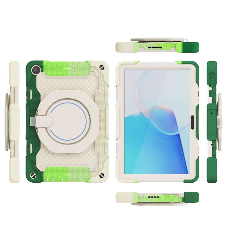 For Huawei MatePad T 10s / T10 Armor Contrast Color Silicone + PC Tablet Case(Rainbow Green)