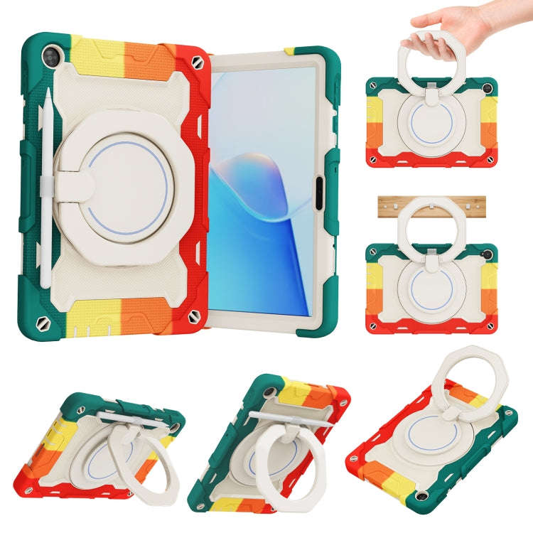 For Huawei MatePad T 10s / T10 Armor Contrast Color Silicone + PC Tablet Case(Rainbow Red)