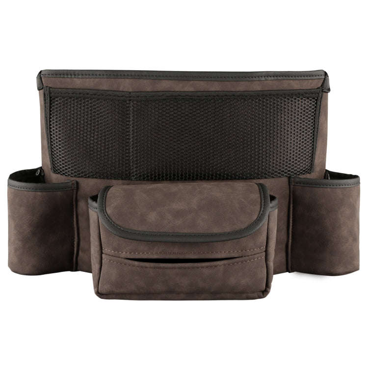 Car Center Console Hanging Bag Sheepskin Leather Storage Bag(Brown)
