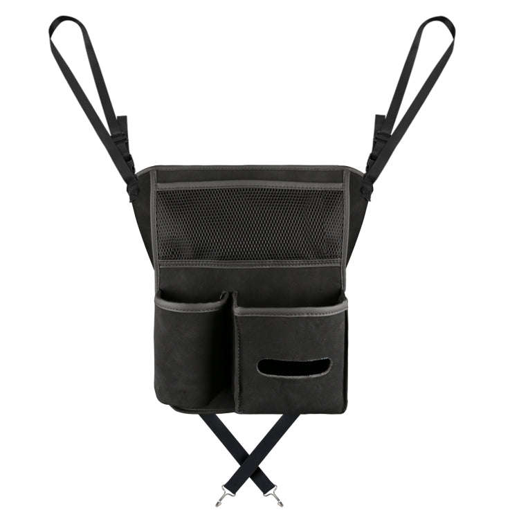 Car Center Console Hanging Bag Sheepskin Leather Storage Bag(Black)