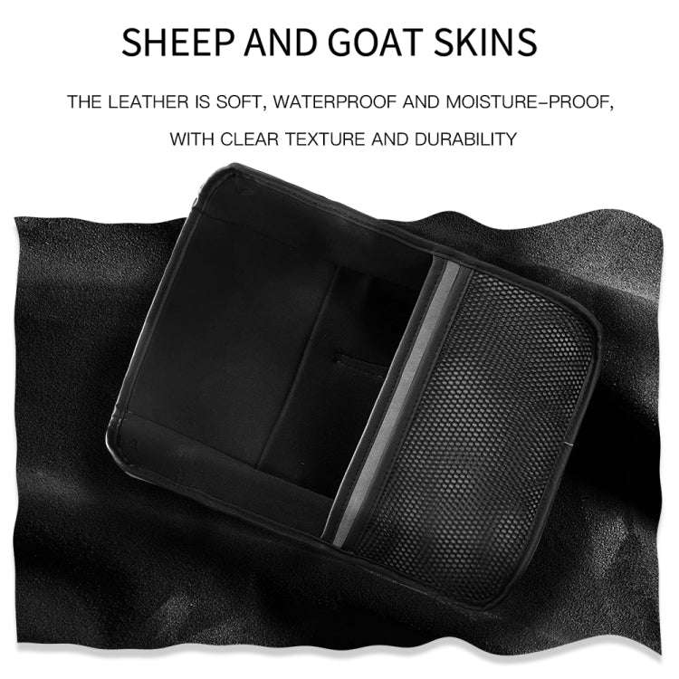 Car Center Console Hanging Bag Sheepskin Leather Storage Bag(Black)