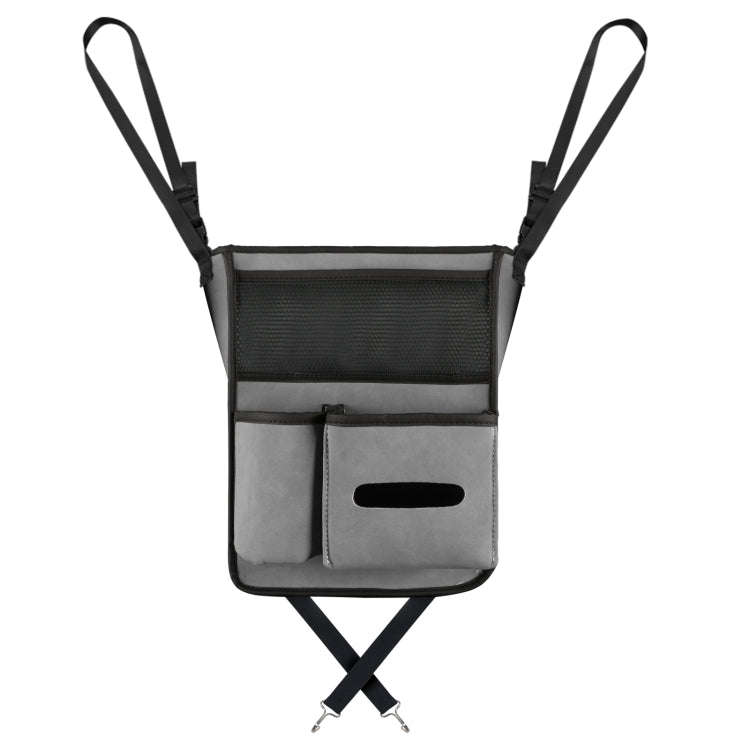 Car Center Console Hanging Bag Sheepskin Leather Storage Bag(Grey)