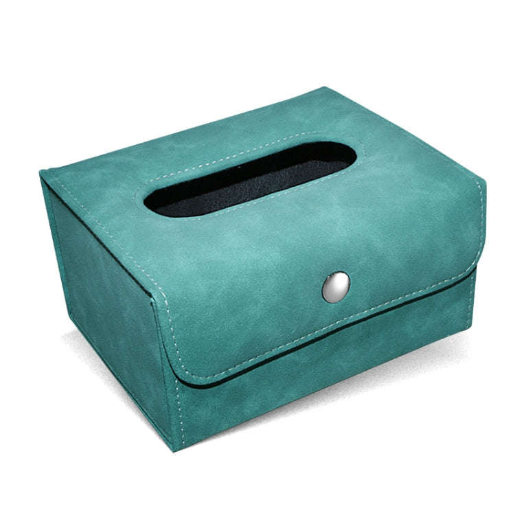 Car Hanging Type Tissue Box Sheepskin Leather Facial Tissue Case(Blue)