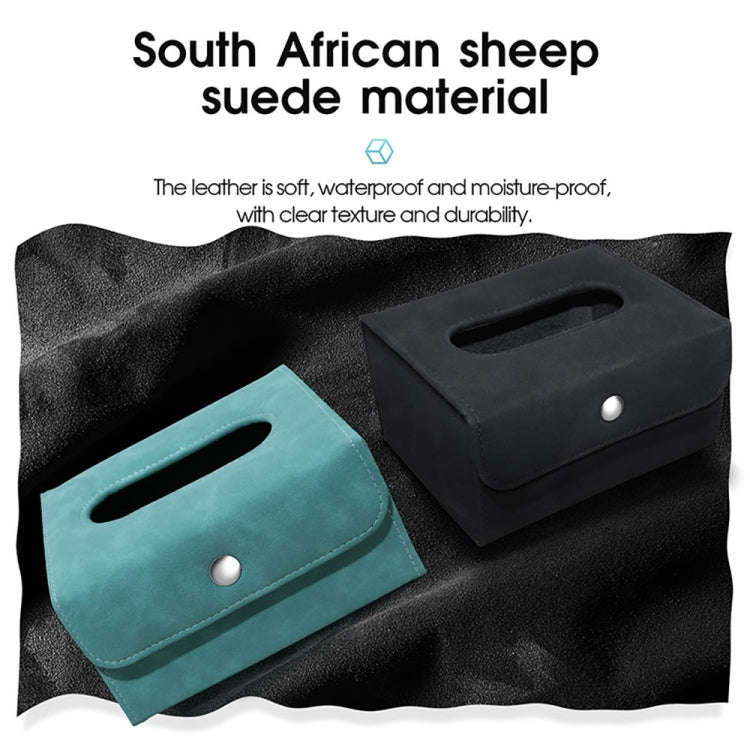Car Hanging Type Tissue Box Sheepskin Leather Facial Tissue Case(Blue)