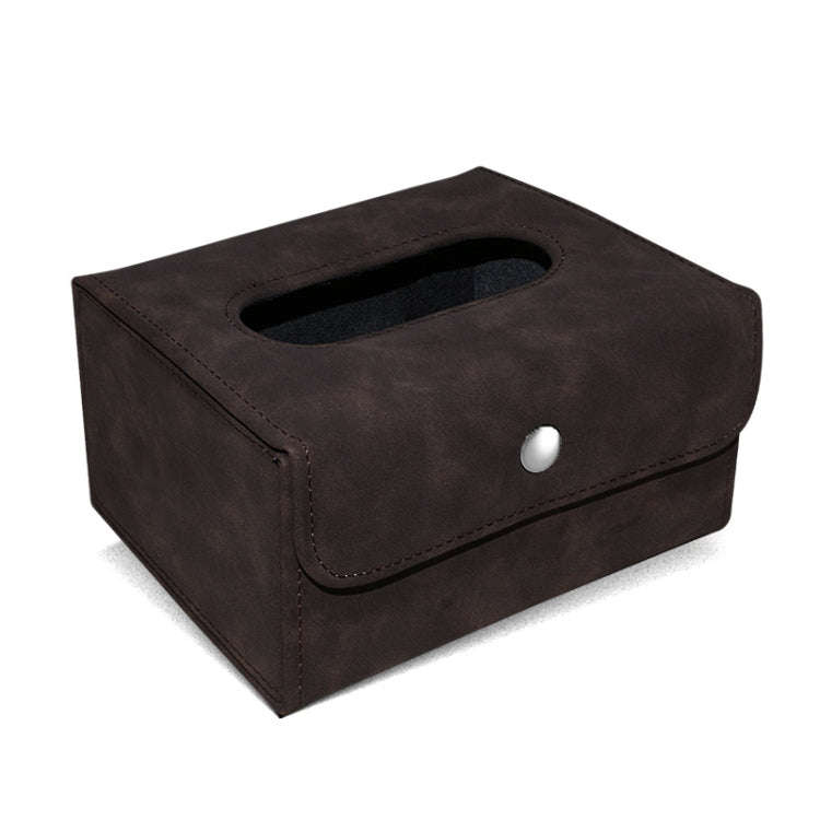 Car Hanging Type Tissue Box Sheepskin Leather Facial Tissue Case(Brown)
