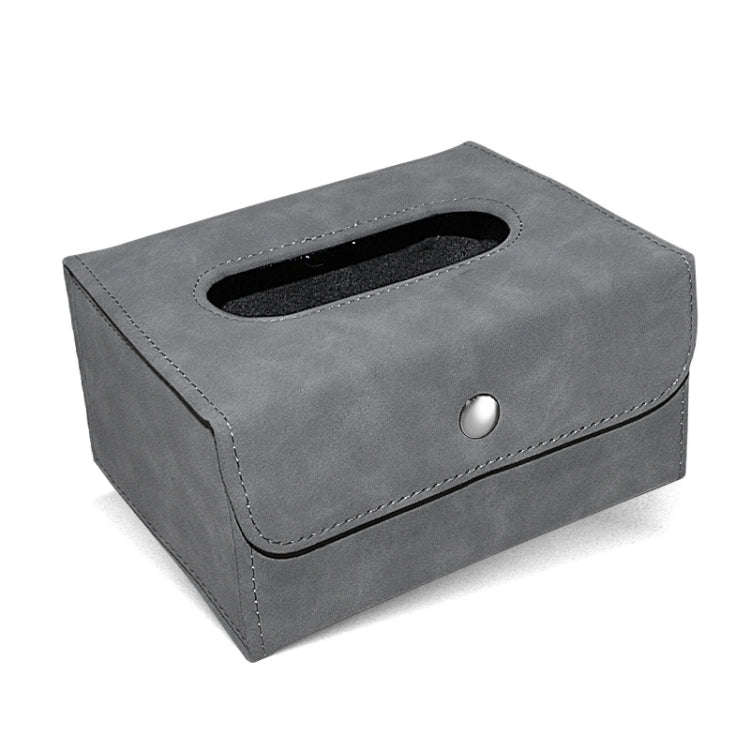 Car Hanging Type Tissue Box Sheepskin Leather Facial Tissue Case(Grey)