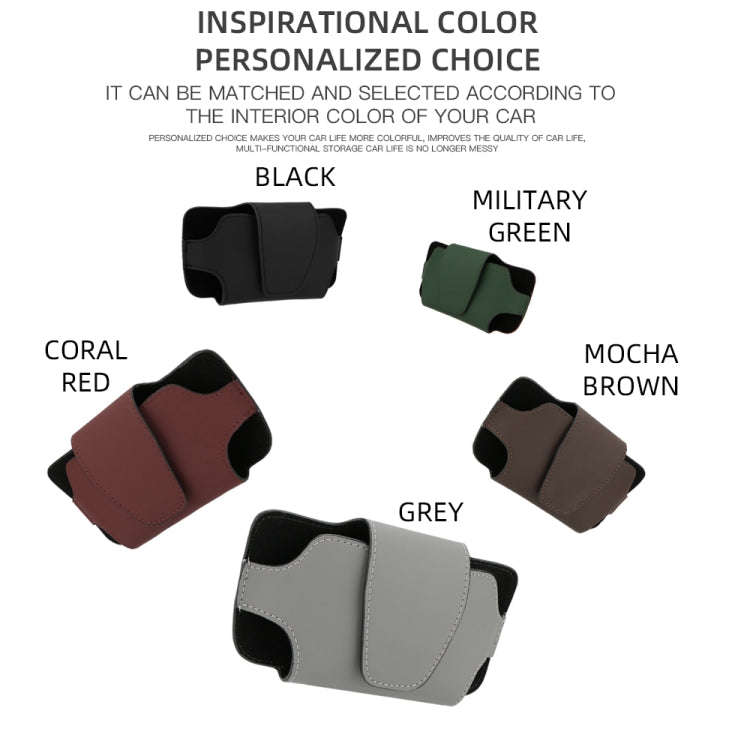 Car Glasses Storage Bag PU Leather Glasses Box(Red)