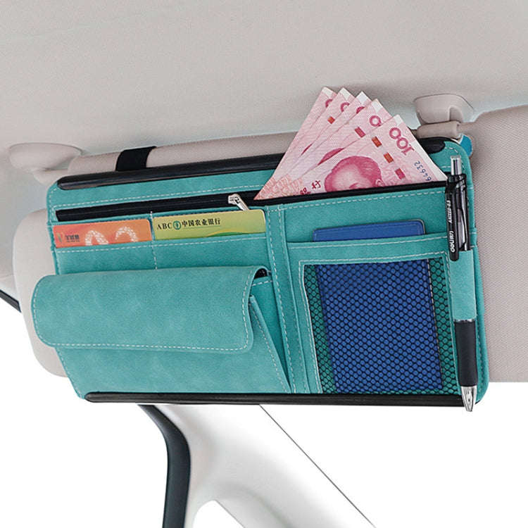 Car Sun Viso Sheepskin Leather Storage Bag(Blue)