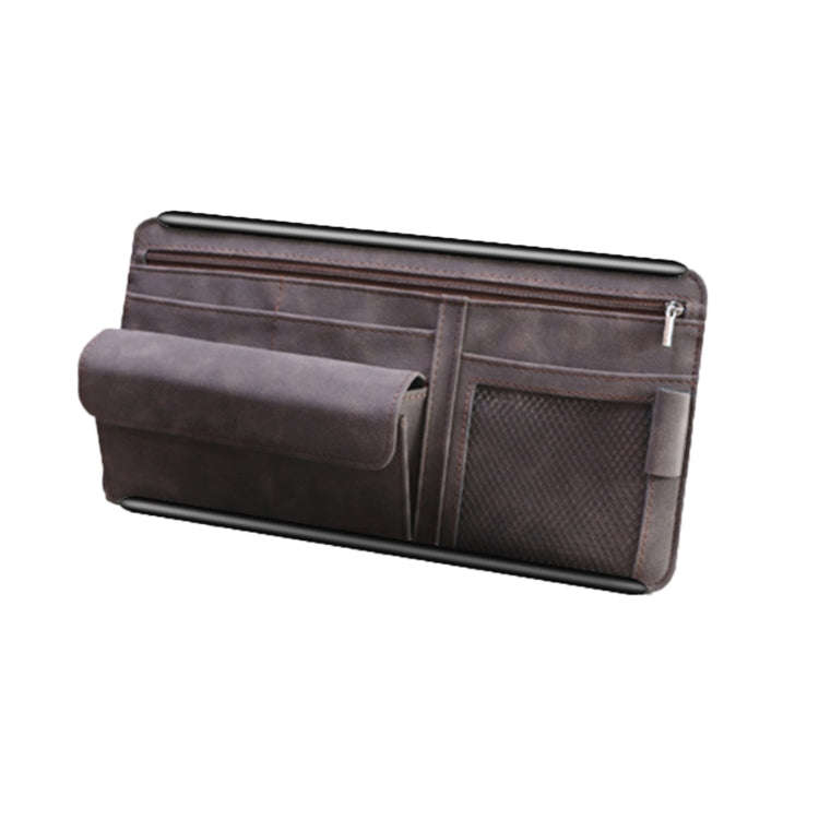 Car Sun Viso Sheepskin Leather Storage Bag(Brown)