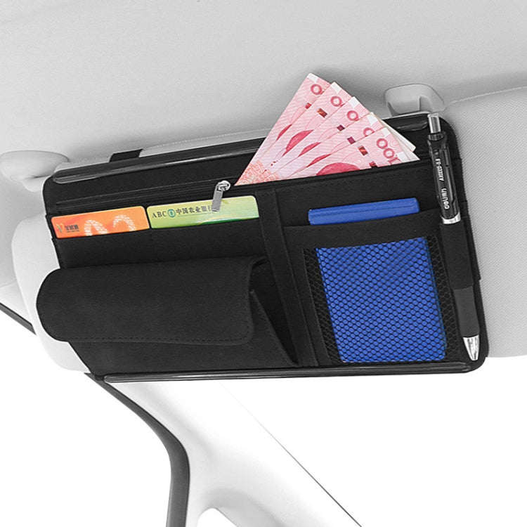 Car Sun Viso Sheepskin Leather Storage Bag(Black)