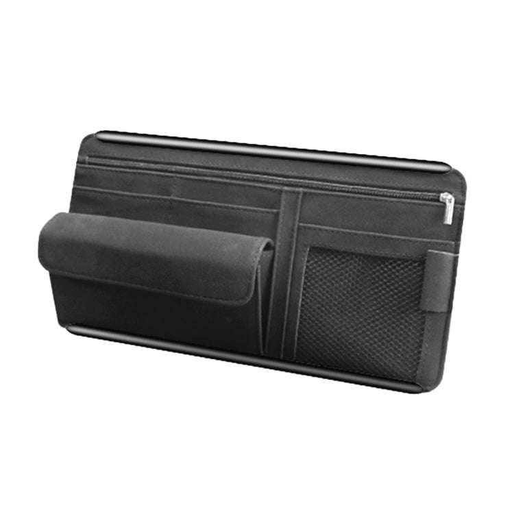 Car Sun Viso Sheepskin Leather Storage Bag(Black)