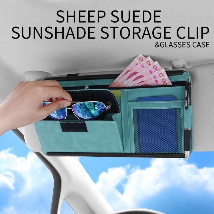 Car Sun Viso Sheepskin Leather Storage Bag(Blue)