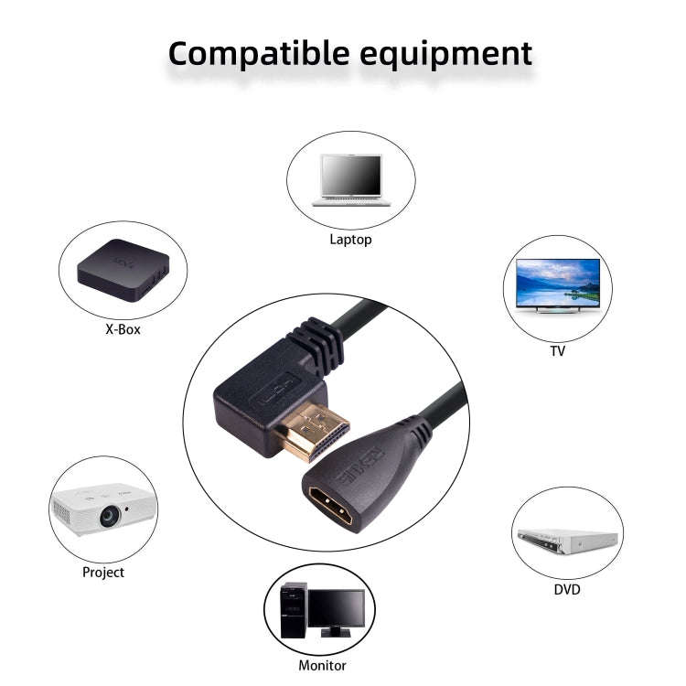 HDL-03 30cm HDMI Male Elbow to Female Adapter Cable, Type:Left Angle