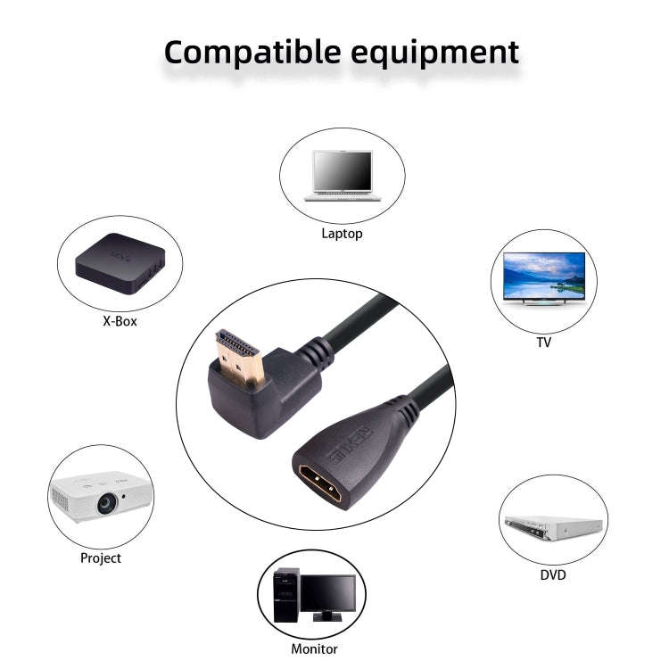HD270-03 30cm HDMI Male Elbow to Female Adapter Cable, Type:270 Degrees