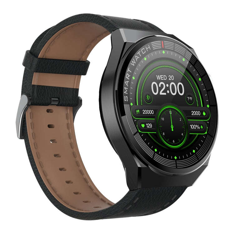 GW69 Plus Smart Watch, Support BT Call / Heart Rate / Blood Pressure / Blood Oxygen(Black + Leath...