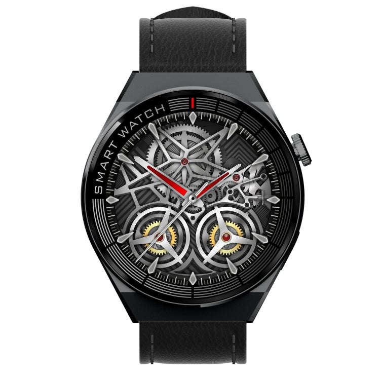 GW69 Plus Smart Watch, Support BT Call / Heart Rate / Blood Pressure / Blood Oxygen(Black + Leath...