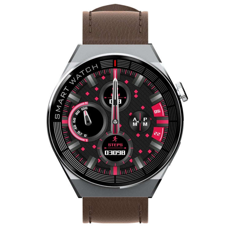 GW69 Plus Smart Watch, Support BT Call / Heart Rate / Blood Pressure / Blood Oxygen(Silver + Leat...