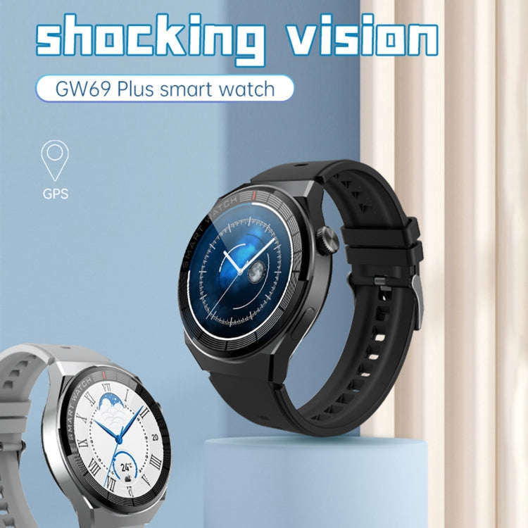 GW69 Plus Smart Watch, Support BT Call / Heart Rate / Blood Pressure / Blood Oxygen(Black + Leath...