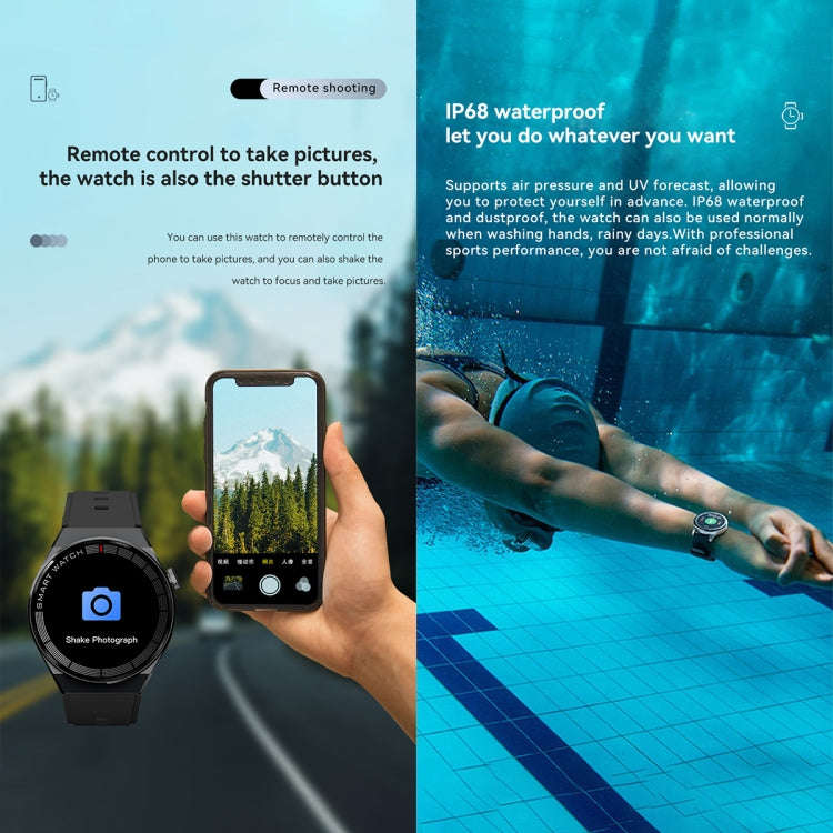 GW69 Plus Smart Watch, Support BT Call / Heart Rate / Blood Pressure / Blood Oxygen(Black + Leath...