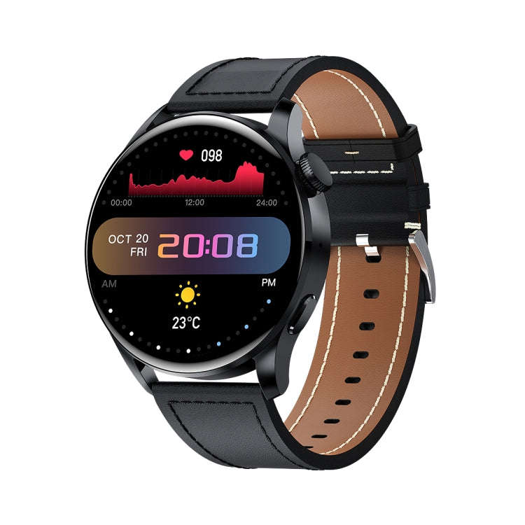 GW69 Smart Watch, Support BT Call / Heart Rate / Blood Pressure / Blood Oxygen(Black + Leather St...
