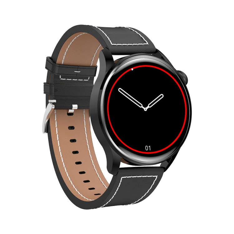 GW69 Smart Watch, Support BT Call / Heart Rate / Blood Pressure / Blood Oxygen(Black + Leather St...