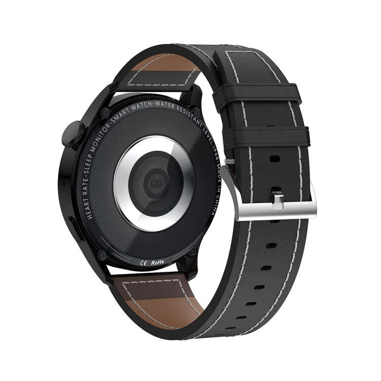 GW69 Smart Watch, Support BT Call / Heart Rate / Blood Pressure / Blood Oxygen(Black + Leather St...