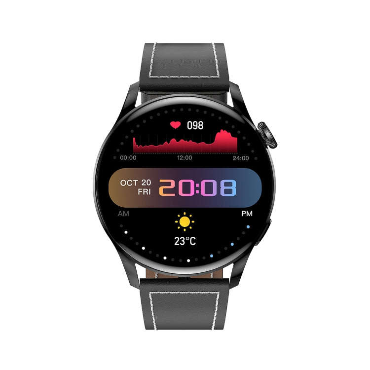 GW69 Smart Watch, Support BT Call / Heart Rate / Blood Pressure / Blood Oxygen(Black + Leather St...