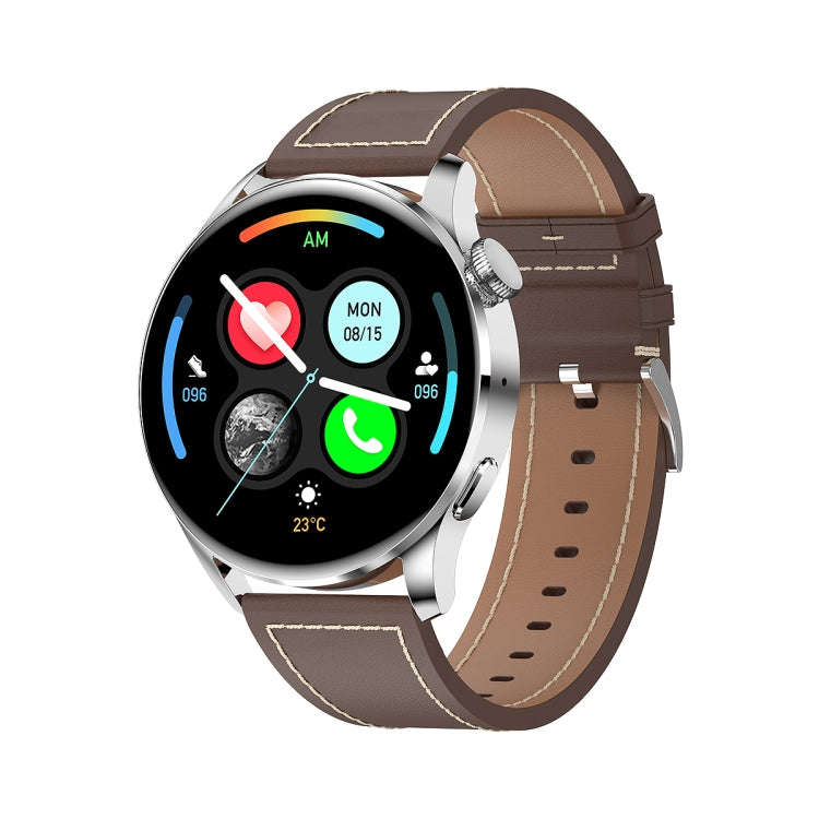 GW69 Smart Watch, Support BT Call / Heart Rate / Blood Pressure / Blood Oxygen(Sliver + Leather S...