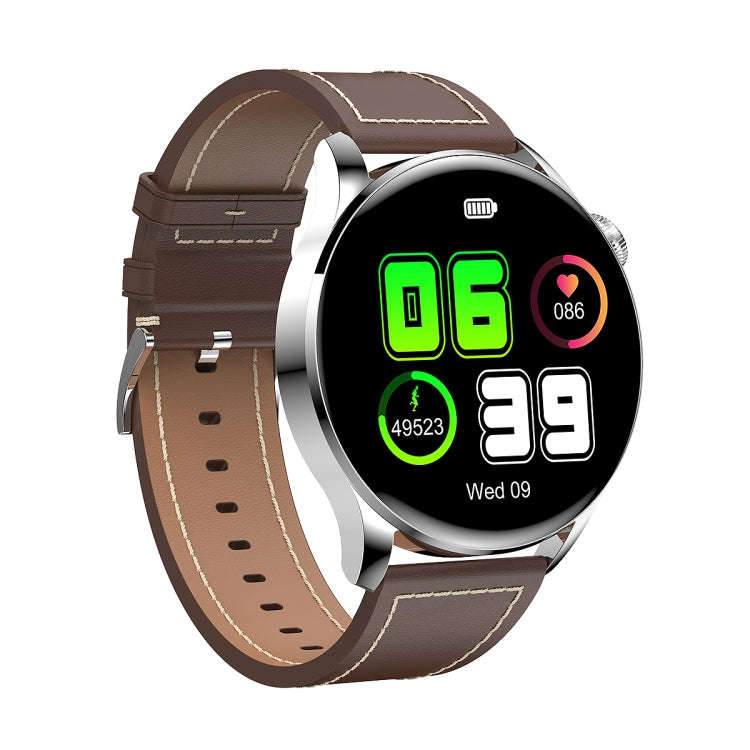 GW69 Smart Watch, Support BT Call / Heart Rate / Blood Pressure / Blood Oxygen(Sliver + Leather S...