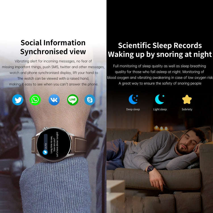 GW69 Smart Watch, Support BT Call / Heart Rate / Blood Pressure / Blood Oxygen(Sliver + Leather S...