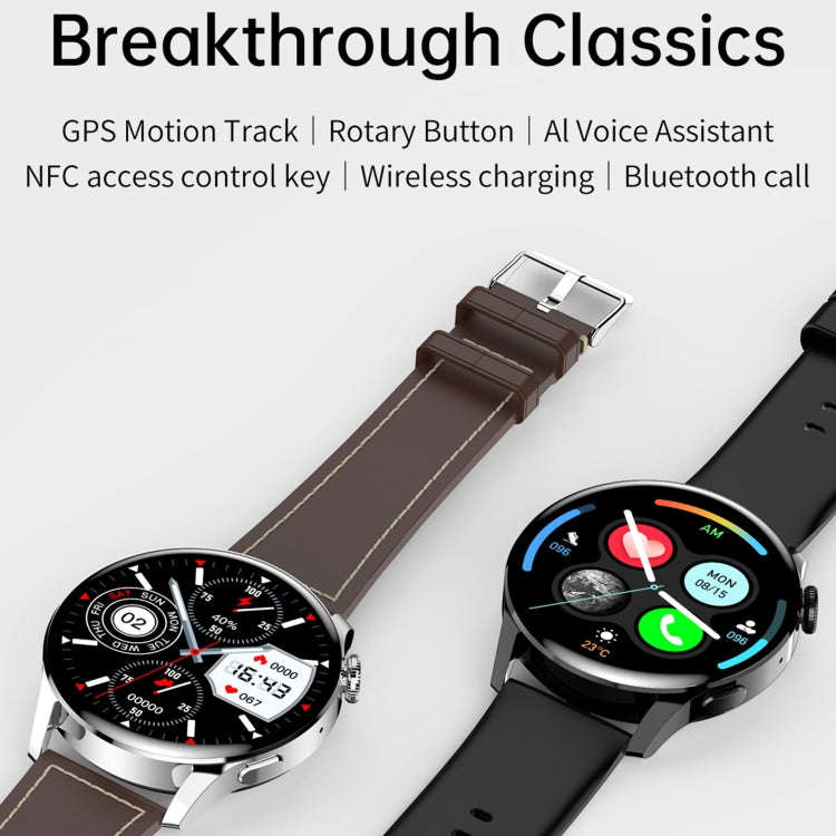 GW69 Smart Watch, Support BT Call / Heart Rate / Blood Pressure / Blood Oxygen(Sliver + Leather S...