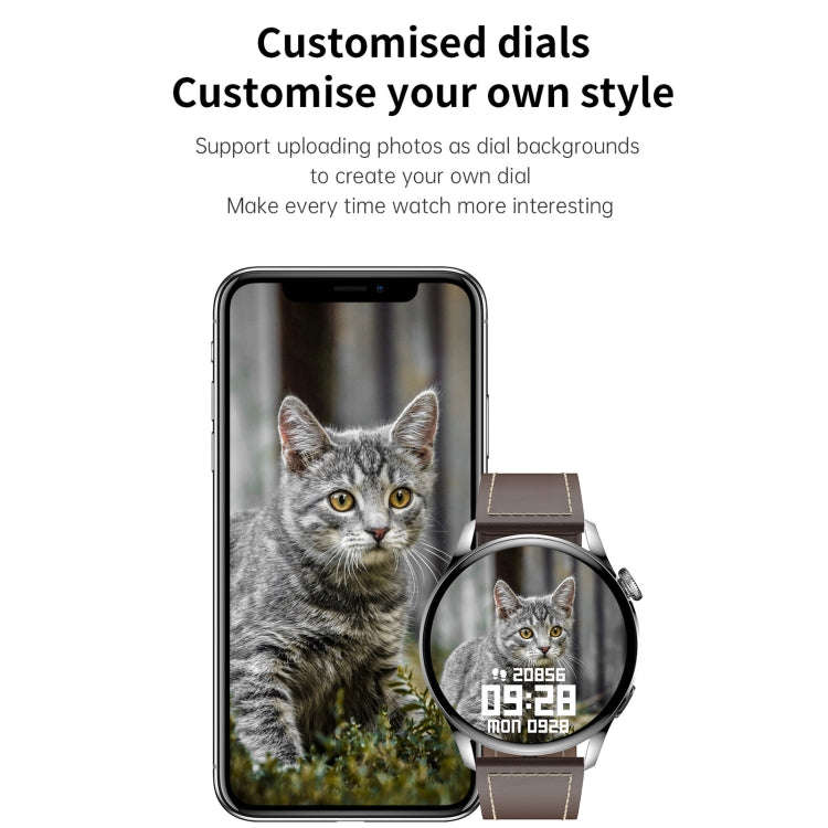 GW69 Smart Watch, Support BT Call / Heart Rate / Blood Pressure / Blood Oxygen(Sliver + Leather S...