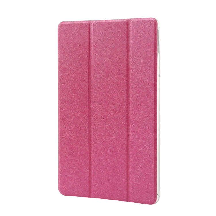 For Huawei MatePad Pro 11 2022 Silk Texture Leather Tablet Case with Three-folding Holder(Rose Red)