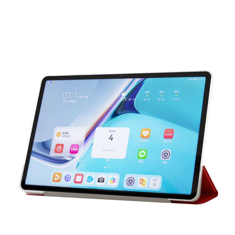 For Huawei MatePad Pro 11 2022 Silk Texture Leather Tablet Case with Three-folding Holder(Red)