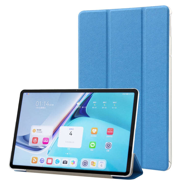 For Huawei MatePad Pro 11 2022 Silk Texture Leather Tablet Case with Three-folding Holder(Light B...