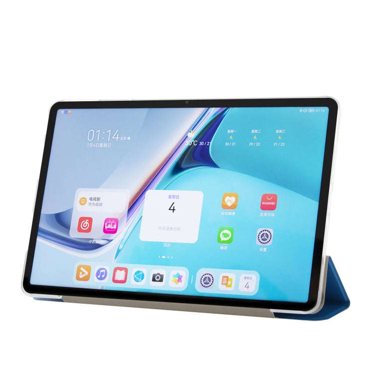 For Huawei MatePad Pro 11 2022 Silk Texture Leather Tablet Case with Three-folding Holder(Light B...