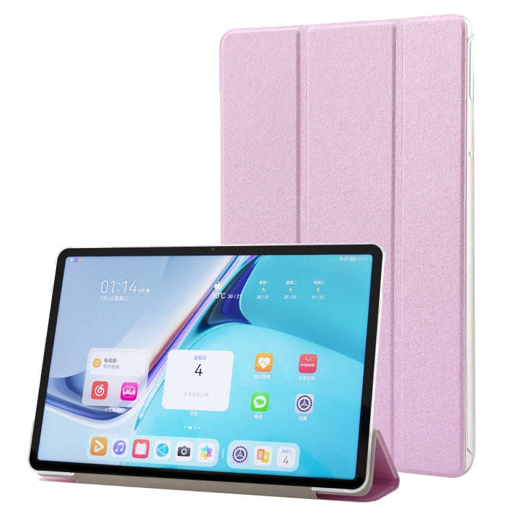 For Huawei MatePad Pro 11 2022 Silk Texture Leather Tablet Case with Three-folding Holder(Light P...