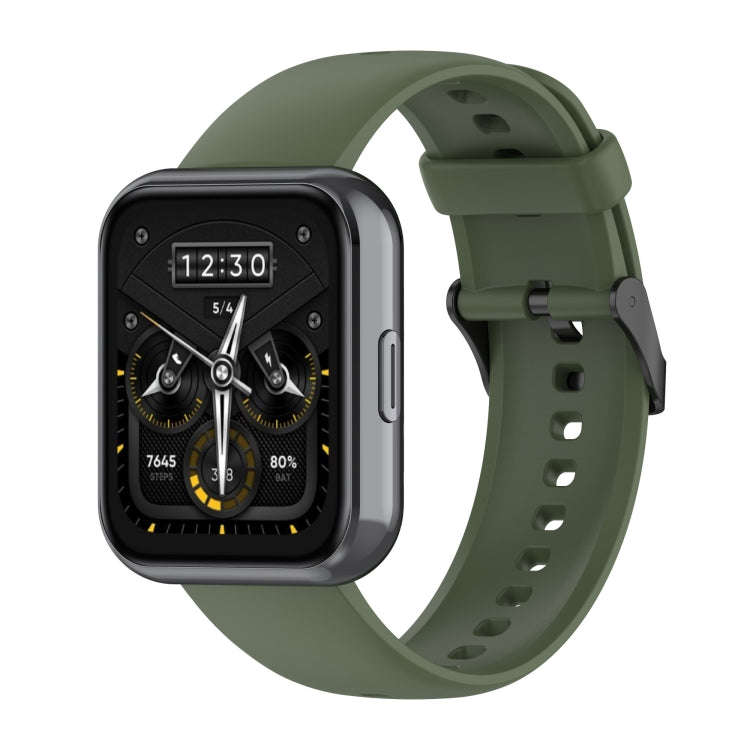For Realme Watch 3 Solid Color Soft Silicone Watch Band(Dark Green)