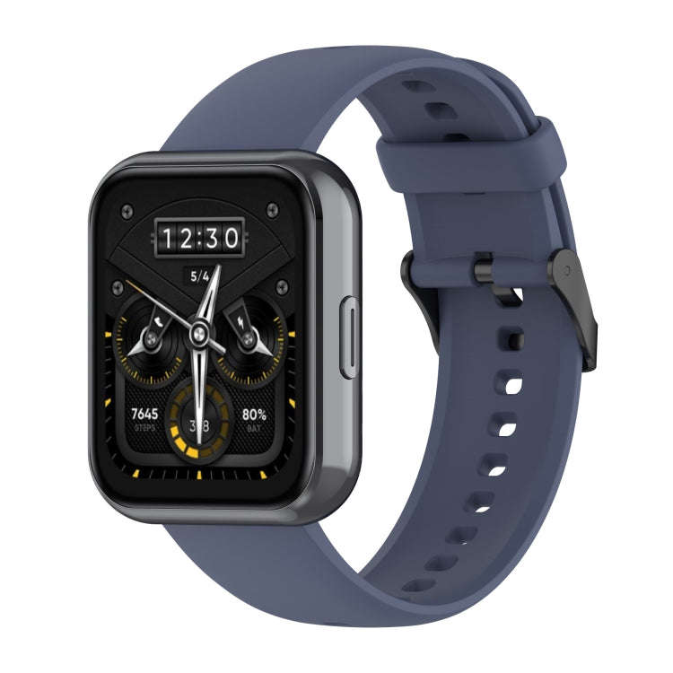 For Realme Watch 3 Solid Color Soft Silicone Watch Band(Blue Grey)